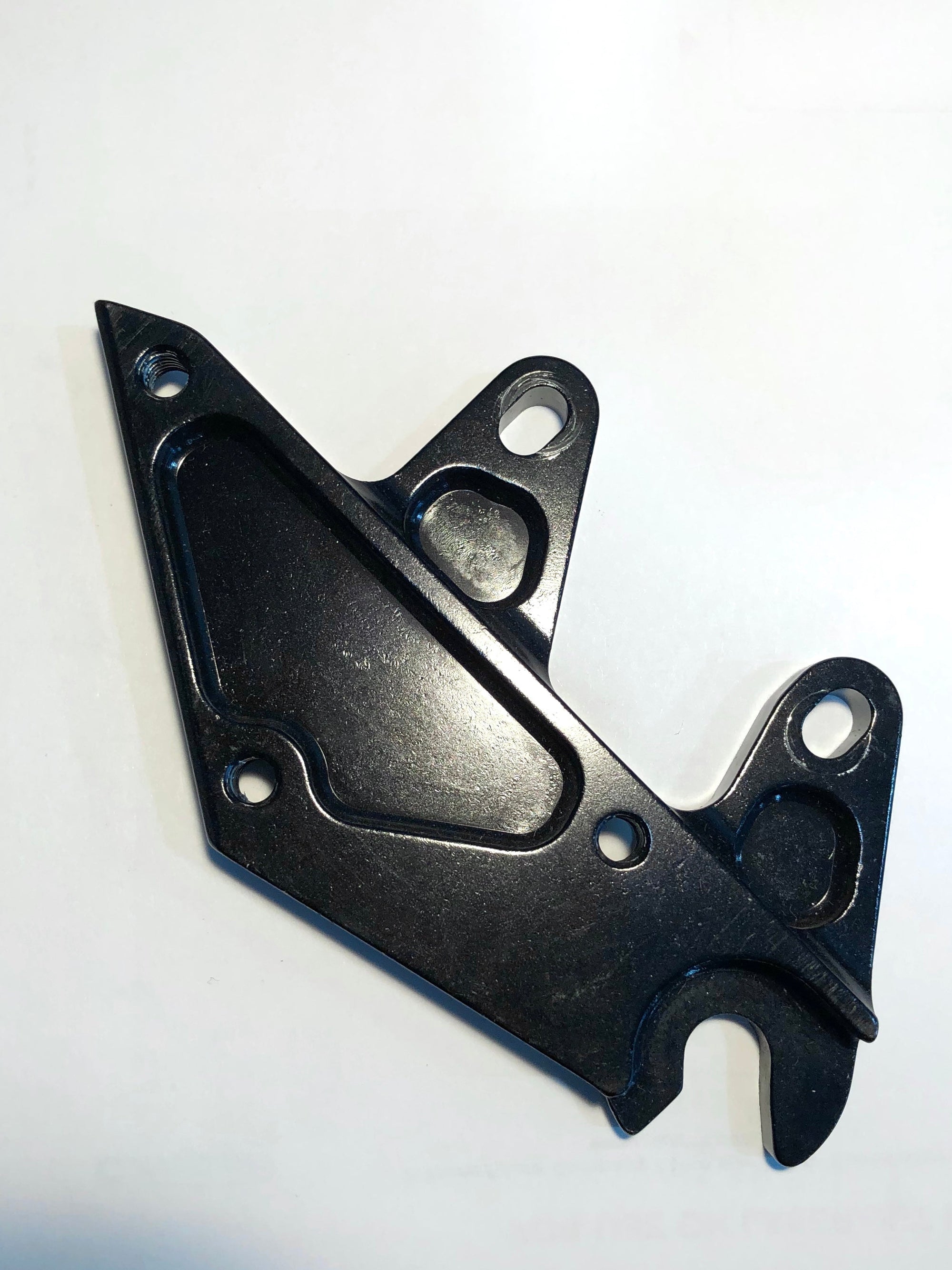 A black Marin Bikes rear dropout and disc brake mount