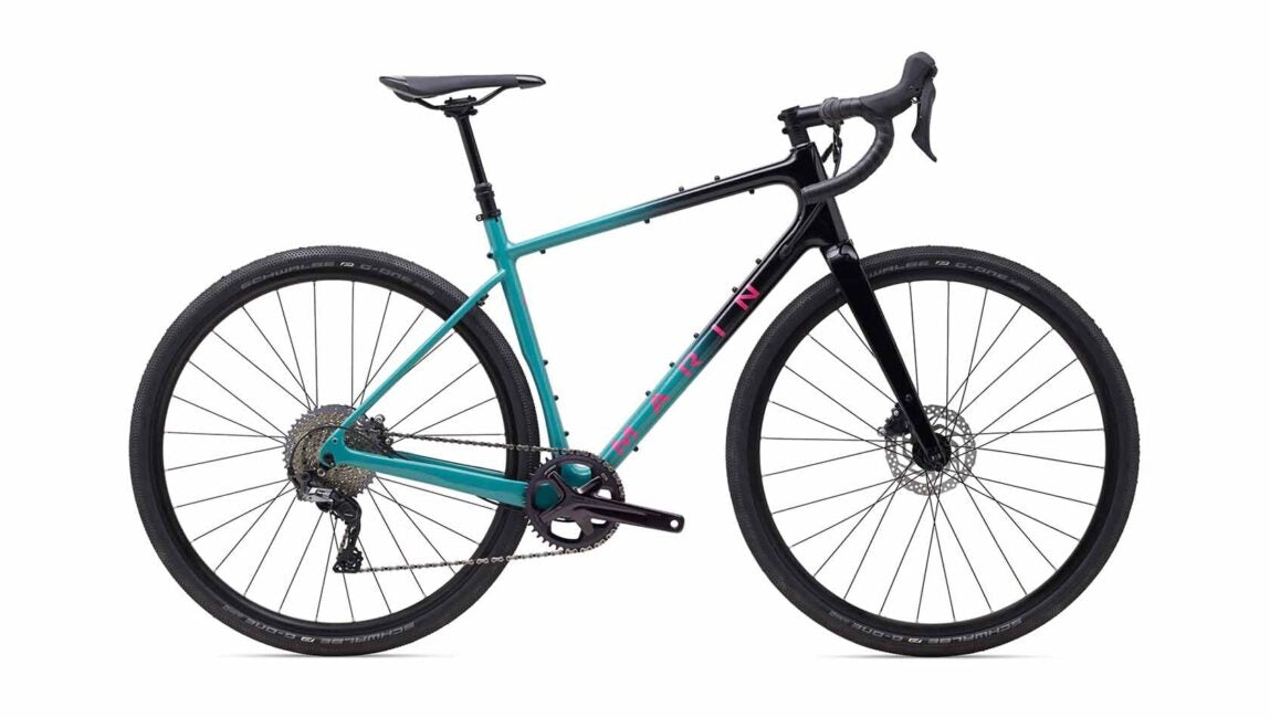 An image of a Marin Bikes drop bar bicycle painted in blue and black