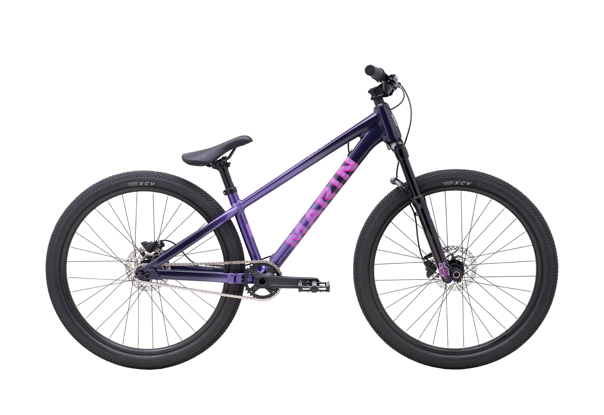Purple bicycle on a white background