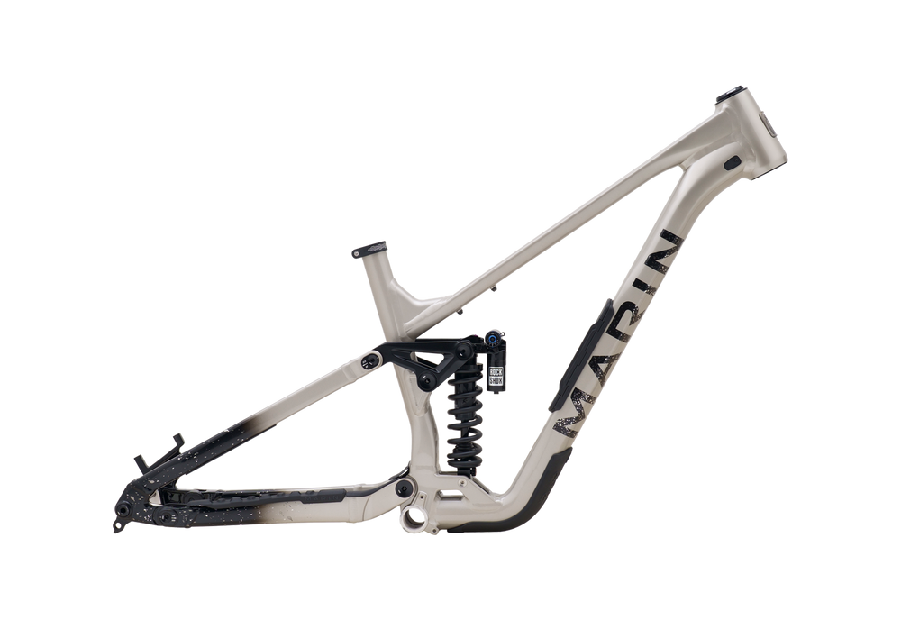 Bicycle frame with 'Marin' branding on a white background