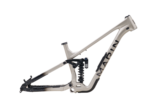 Bicycle frame with 'Marin' branding on a white background