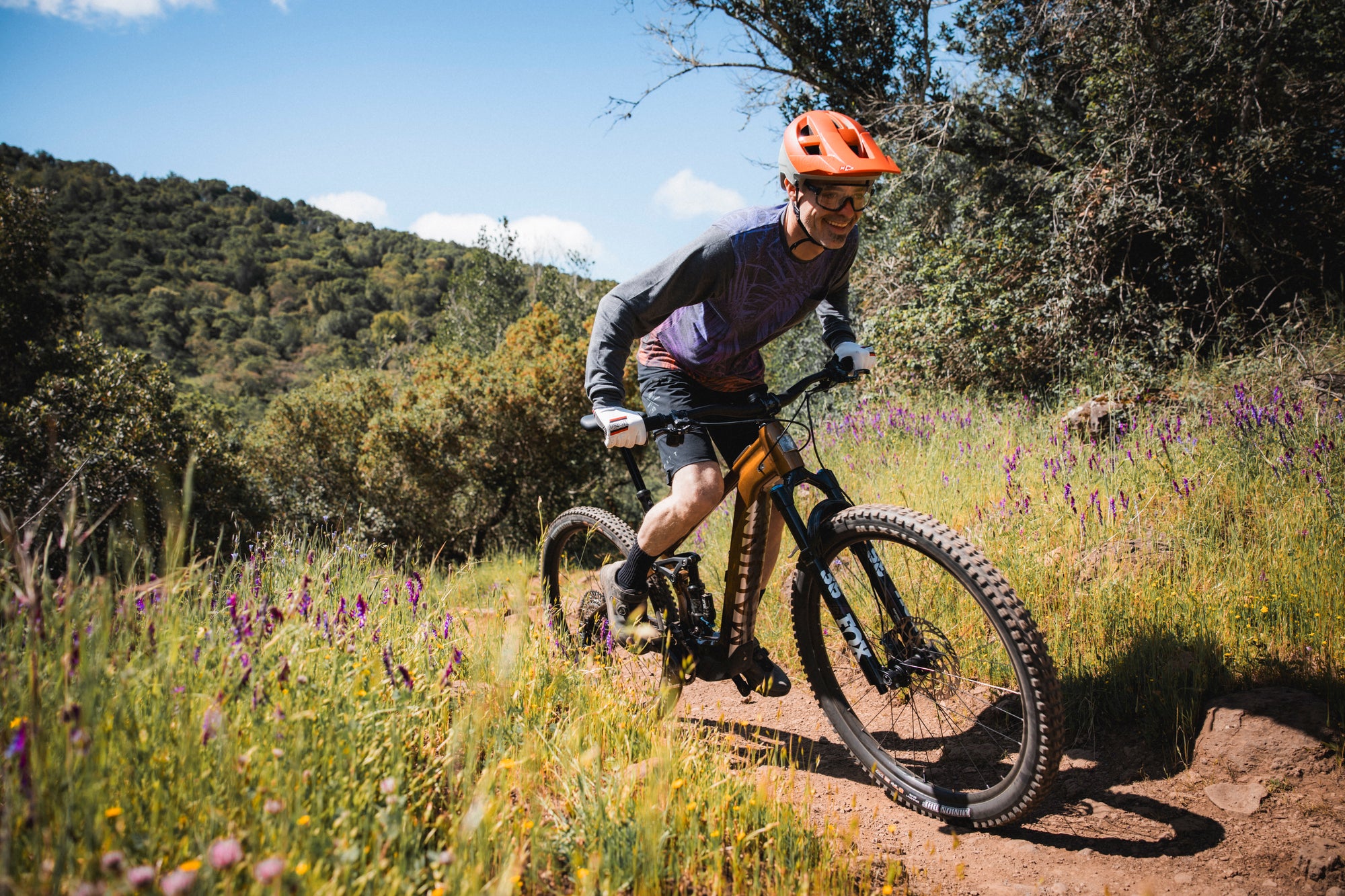 Man riding an ebike uphill