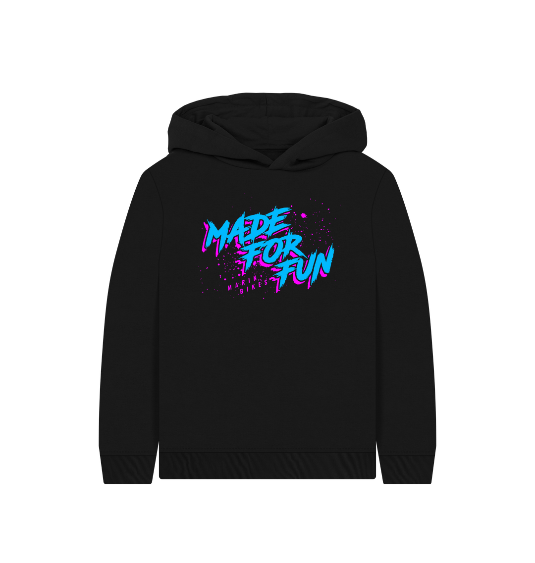 Black Printed Kids Hoodie Front