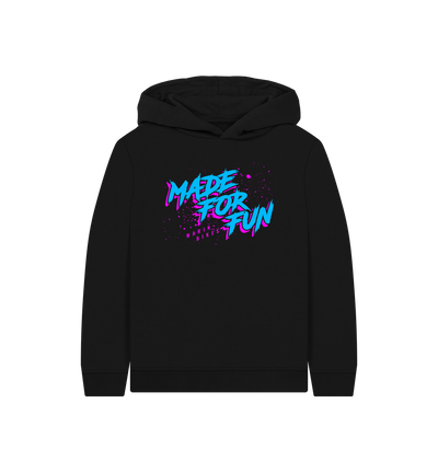 Black Printed Kids Hoodie Front