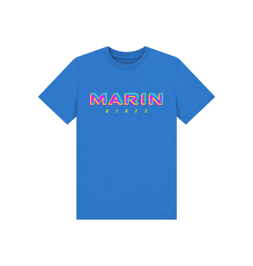 Bright Blue Printed Kids T-Shirt Front