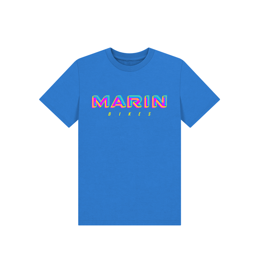 Bright Blue Printed Kids T-Shirt Front