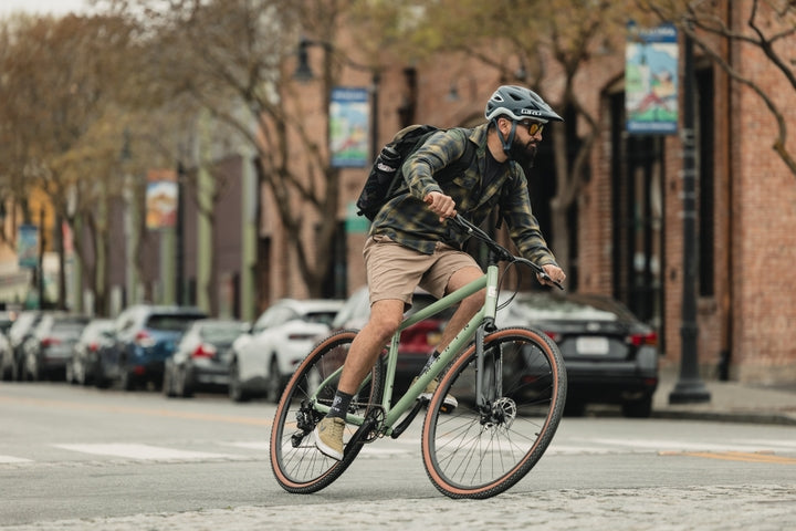 Man riding on an urban street
